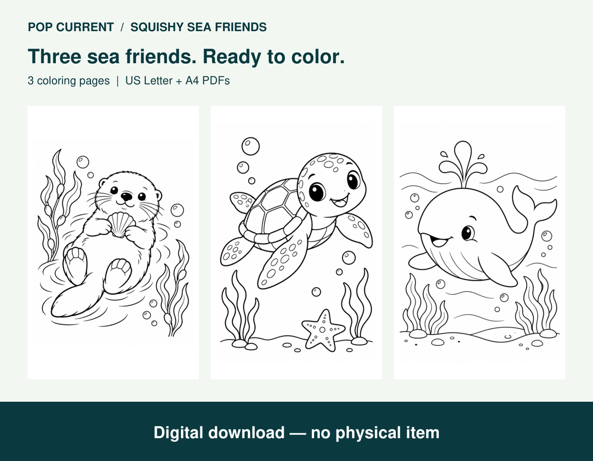 Squishy Sea Friends Coloring Pack