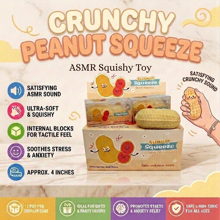 Peanut Squeeze ASMR Crunchy Squishy Stress Relief Fidget Toy
